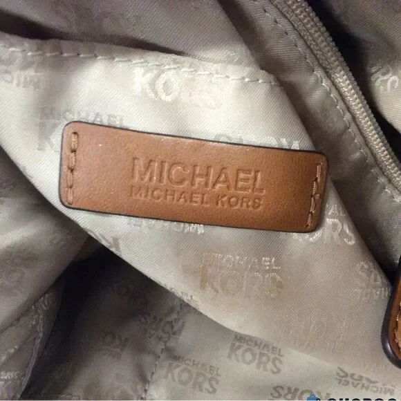 Michael Kors Tan Leather Shoulder Bag with Gold Accents - Picture 3 of 7
